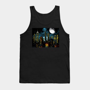 New York Skyline 2050 A Startling 3D Cityscape under a Looming Moon Tank Top